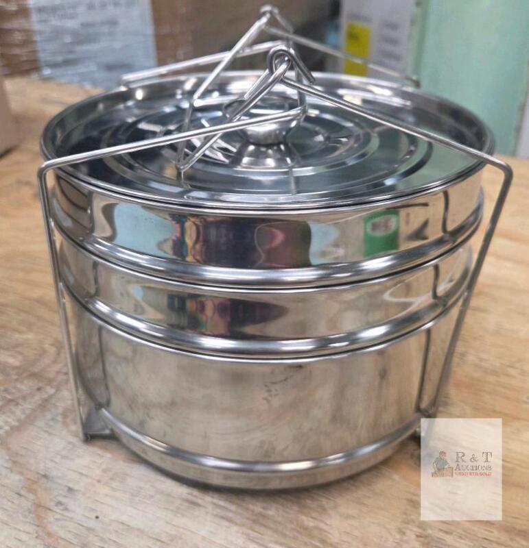 3-Tier Stainless Steel Tiffin Lunch Box, 60 oz Capacity, Portable & Stackable