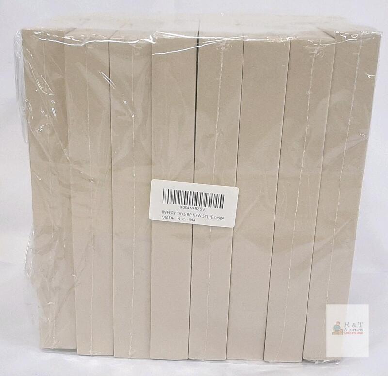8-Pack Beige Velvet Jewelry Trays with Adjustable Dividers NEW