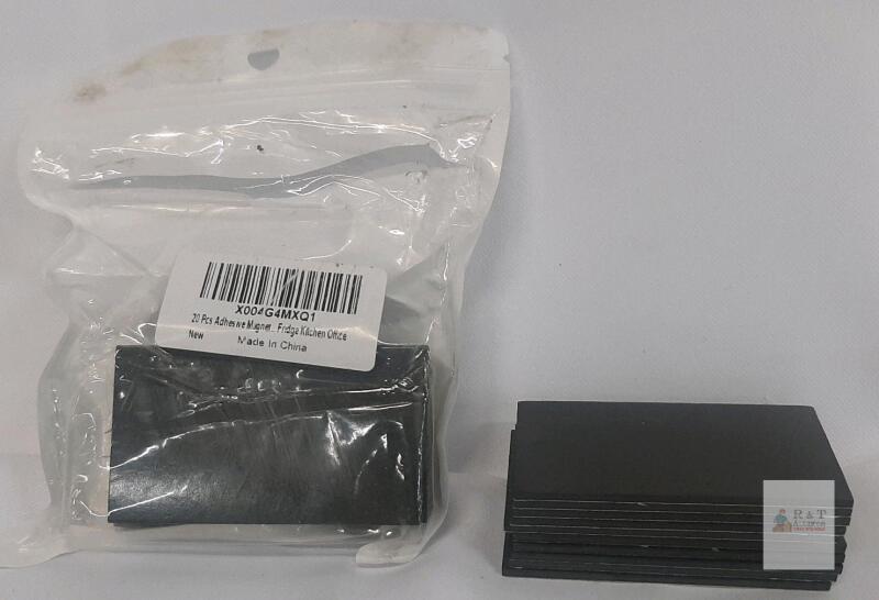 20-Piece Adhesive Magnets, Rectangular, Black,