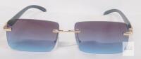 Rimless Sunglasses with Gradient Purple-Blue Lenses and Gold-Tone Hardware