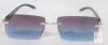 Rimless Sunglasses with Gradient Purple-Blue Lenses and Gold-Tone Hardware