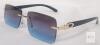 Rimless Sunglasses with Gradient Purple-Blue Lenses and Gold-Tone Hardware - 2