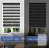 51" x 72" Zebra Roller Blind, Black/Dark Gray, Cordless, Dual Layer Light Control - 2
