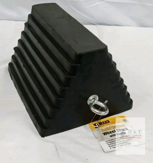 MaxxHaul 80681 Solid Rubber Heavy Duty Wheel Chock with Eyebolt, 10" x 8" x 6"