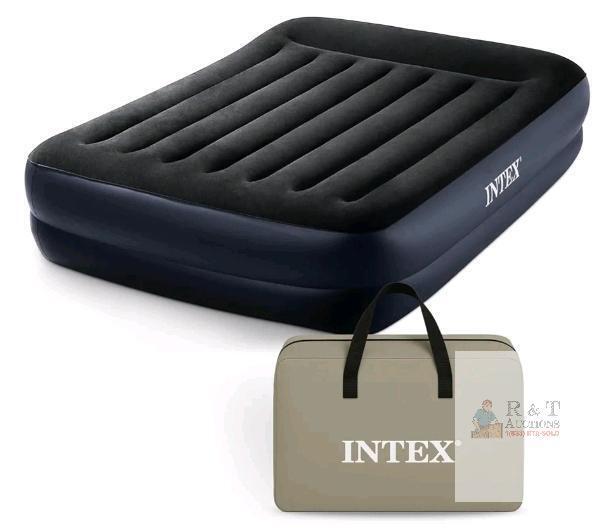 Intex Dura-Beam Plus Pillow Rest Raised Queen Air Mattress with Built-in Pump and Carry Bag