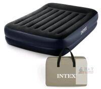 Intex Dura-Beam Plus Pillow Rest Raised Queen Air Mattress with Built-in Pump and Carry Bag