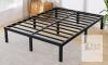Queen Metal Platform Bed Frame, 16" High, Steel Slats, 9-Leg Support, 80"x60" Dimensions