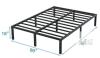 Queen Metal Platform Bed Frame, 16" High, Steel Slats, 9-Leg Support, 80"x60" Dimensions - 2