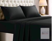 Black Queen Size 4pc. Bed Sheets . 2 Pillow Cases , Fitted Sheet & Flat Sheet