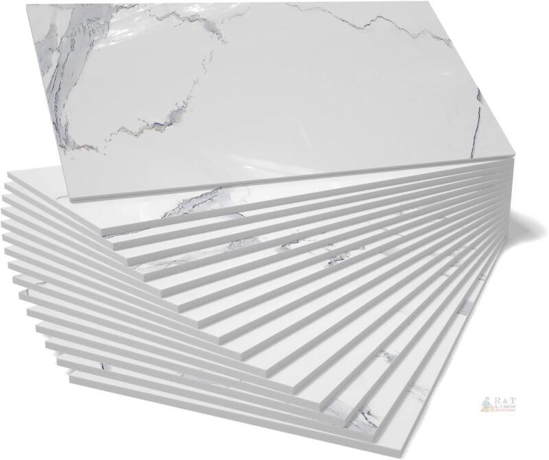 Adreamer90 SJM001 Peel & Stick Foam Backsplash Tile Stickers, 4x8 in, 16 Sheets, Marble Design