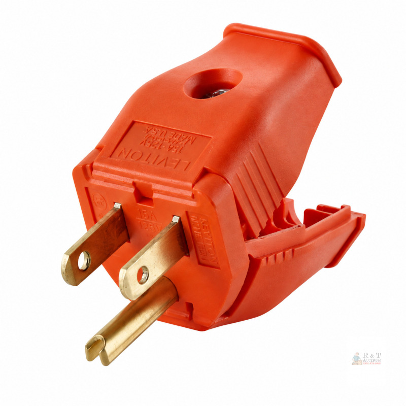 Leviton 15A 125V 2-Pole 3-Wire Grounding Plug in Orange