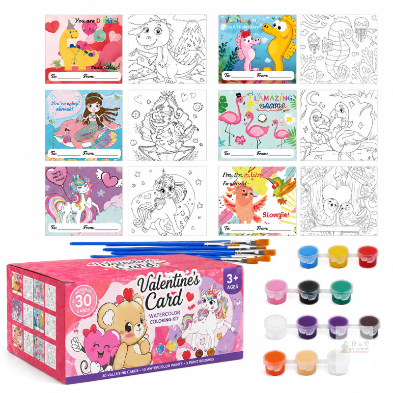 Anytime Fun! NEW 30-Pc Kids Valentine&rsquo;s Day Painting Kit Party Favors, Ages 3+