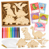 NEW 30-Pc Kids Wooden Dinosaur Painting Valentine Card Craft Kit