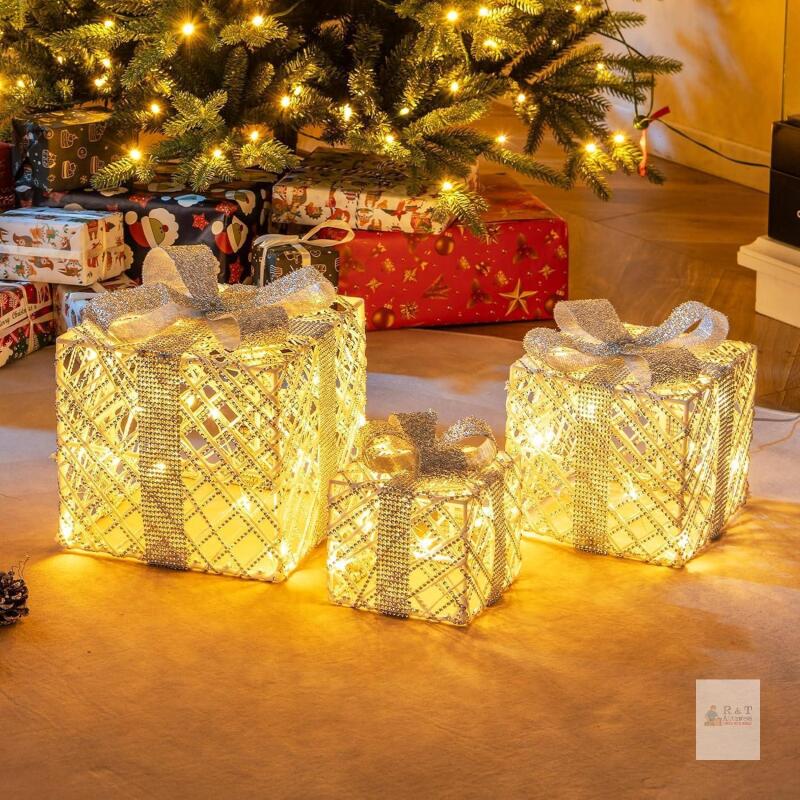 New build your own Set of 3 Christmas Lighted Gift Boxes,
