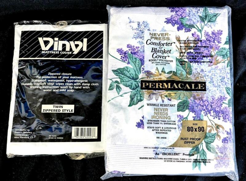 Twin Vinyl Mattress Cover Zippered RN16000 & Permacale 80x90" Comforter Blanket Cover RN24658
