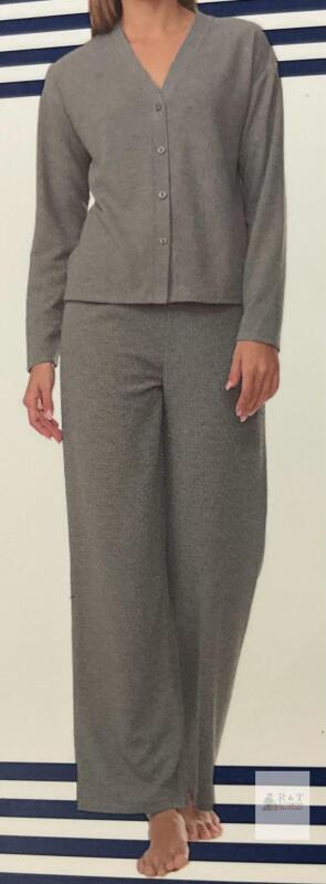 NEW Splendid Women's 2 Piece Pajama Set, Button Front Top & Pants, Size S/P, Heather Grey