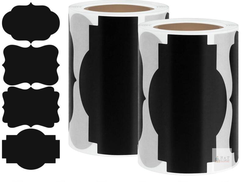 New 2Rolls 2&rdquo; x 3&rdquo; Fancy Shape Labels Self Adhesive Blank Stickers Small Jar Label Name Tags Stickers for Home Office Business Uses(Black)
