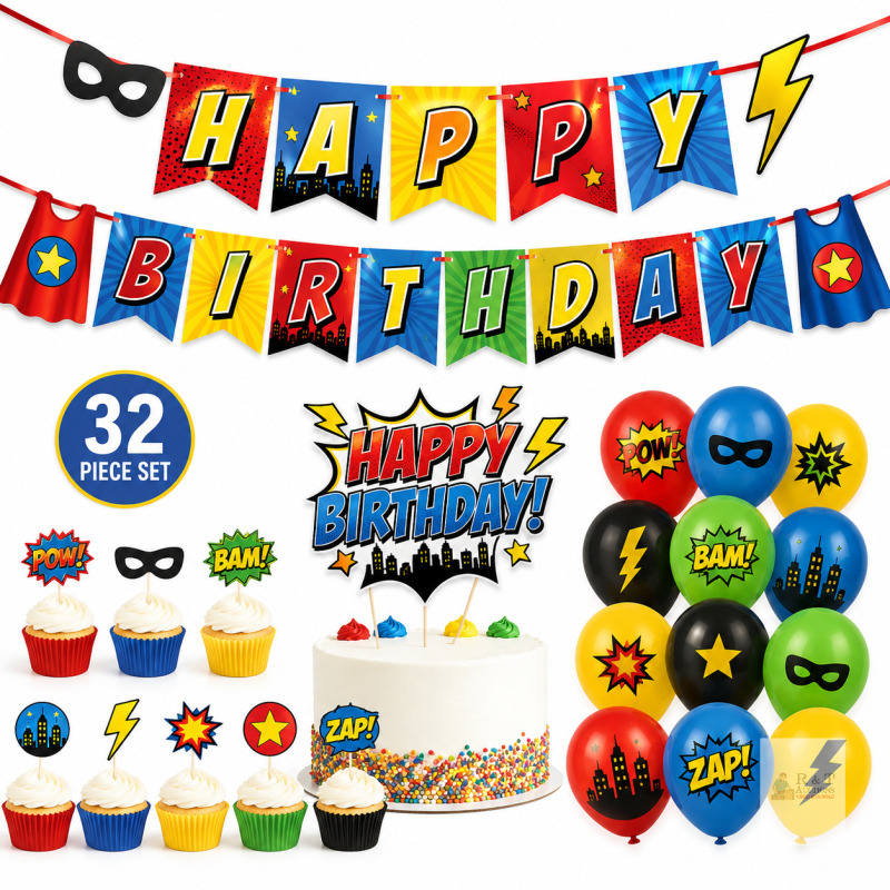 32Pcs Superhero Birthday Party Decorations kit