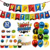 32Pcs Superhero Birthday Party Decorations kit