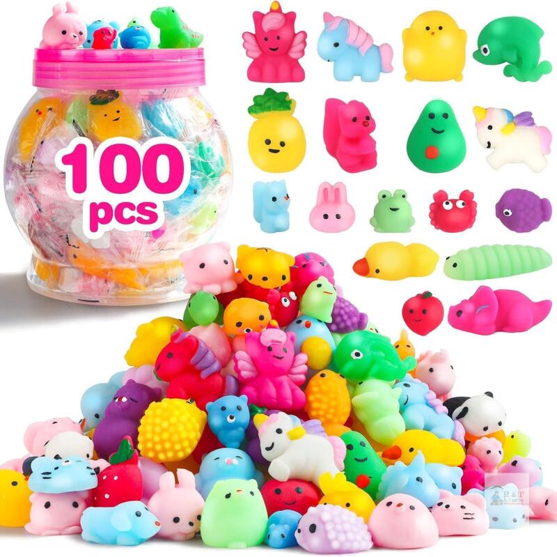 New NEW FUNNYB&G Kawaii Mochi Squishy Fidget Toys, 100-Pc Assorted Animal Set, Model BS05-L