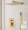 ESNBIA ZST122009LK 12" Brushed Gold Wall-Mounted Shower System, Top & Handheld, Brass Valve - 2