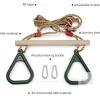Children&rsquo;s Trapeze Bar Swing Set Accessory, 16.5" Wood Bar, Adjustable PE Rope, ABS Rings - 3