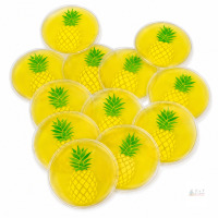 12 NEW Hi Fine Care Reusable Gel Hand Warmers, Pineapple Design, Set of 12, 3.5-inch Diameter. RETAIL $75+