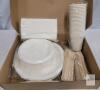 Eco Disposable Tableware Party Set - 15 Servings, Compostable Plates Cups Cutlery Napkins - 2