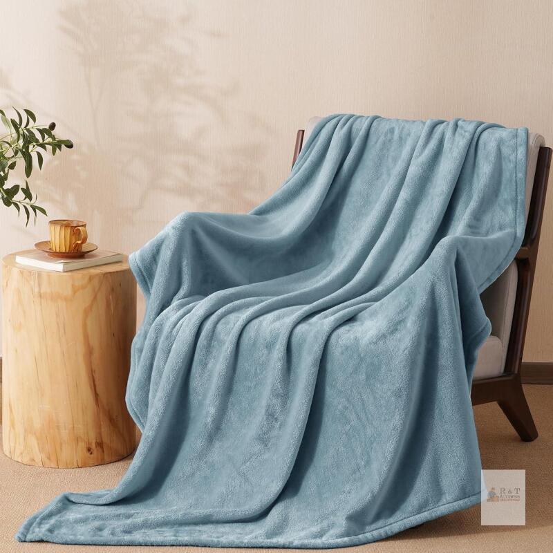 PHF P Fleece Blanket, Dusty Blue, 50x60 inches, Anti-Pilling