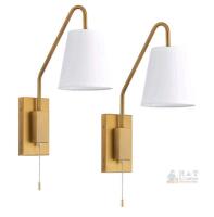 Swing Arm Brass Wall Sconce with White Shade, 180&deg; Adjustable, Pull Chain, 17.7"x6.3"x11.4" NEW