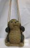 Otter Swing Garden Statue, Hanging Resin Woodland Animal D&eacute;cor, 8.5" Tall, Brown/Green