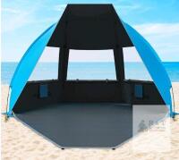 Gorich Beach Tent Shelter, Blue, Fits 3-4 People, UPF 50+, 3 Mesh Windows, Carry Bag new