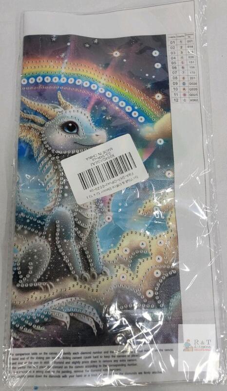 Fantasy Dragon Rainbow 12x12 in Diamond Painting Kit, Full Drill Canvas, FBA-SKR-DPvxz-0029-ca