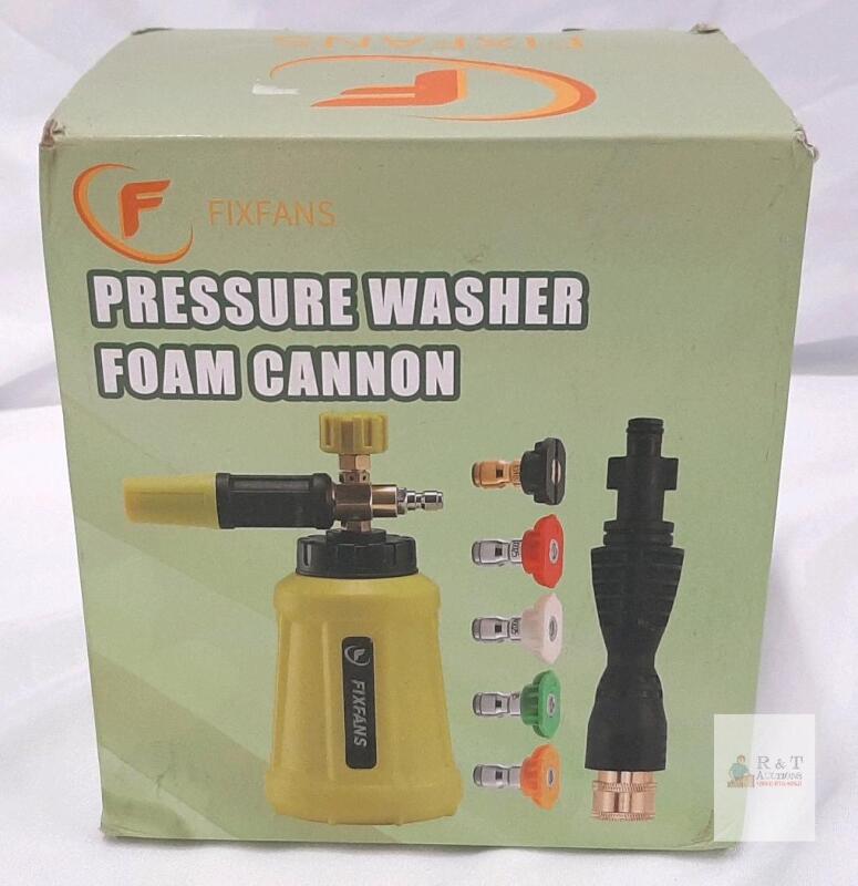 FIXFANS Pressure Washer Foam Cannon Kit with 1L Bottle, 5 Nozzles, and 1/4" Quick Connect