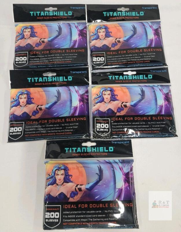 TitanShield 200ct Inner Sleeve Protectors, 5 Packs, 60 Micron, Fits 64x89mm Standard Cards