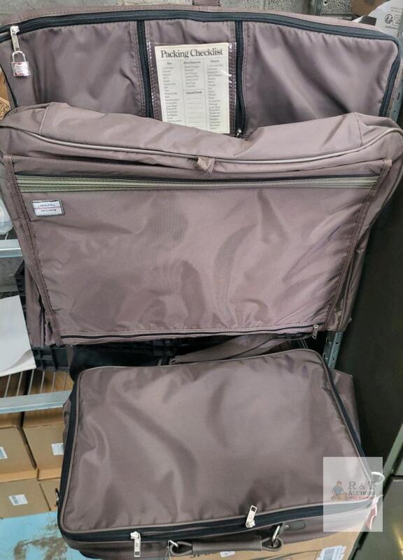 American Tourister Foldable Garment Bag, Brown, Polyester, 24"x22"x4", Multiple Compartments