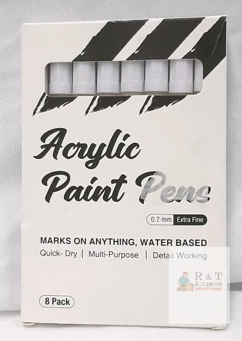 CCOCC Acrylic Paint Pens 8-Pack, 0.7mm Extra Fine Tip, Black Ink, Multi-Surface Use