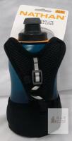 Nathan Squeeze Lite 18oz (532mL) Handheld Running Water Bottle, Blue, Push-Pull Cap, Reflective Strap