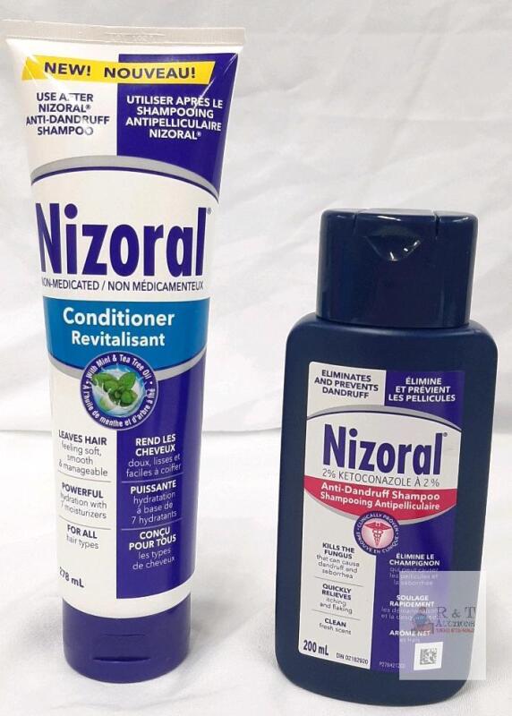 Nizoral 2% Ketoconazole Shampoo 200mL & Conditioner 278mL, Exp 2028, Lot# B6T5477YD/B6JZ6BBP5 99% full open bottles