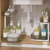 ADRIMER C101 Under Sink Organizer Shelf, Grey & White, Adjustable Height, 2-Tier Pull-Out Design