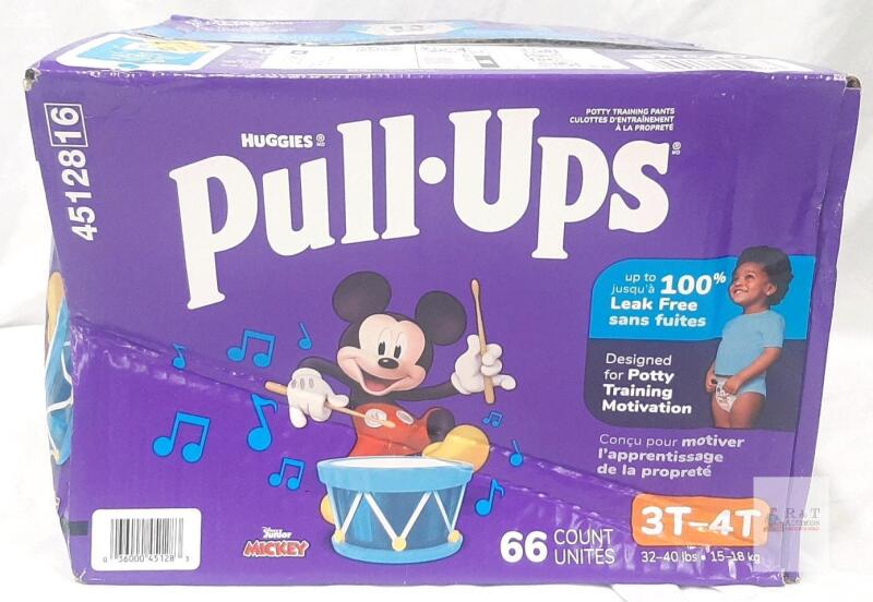 Pull-Ups Training Pants 3T-4T Boys 66 Count Huggies Mickey Mouse Leak-Free Refastenable Sides