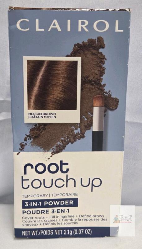 Clairol Root Touch Up 3-in-1 Powder Medium Brown Temporary Hair and Brow Concealer Kit 2.1g