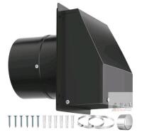 Black 4-Inch Stainless Steel Dryer Vent Cover, Exterior Wall Mount, Mesh Guard, Complete Kit