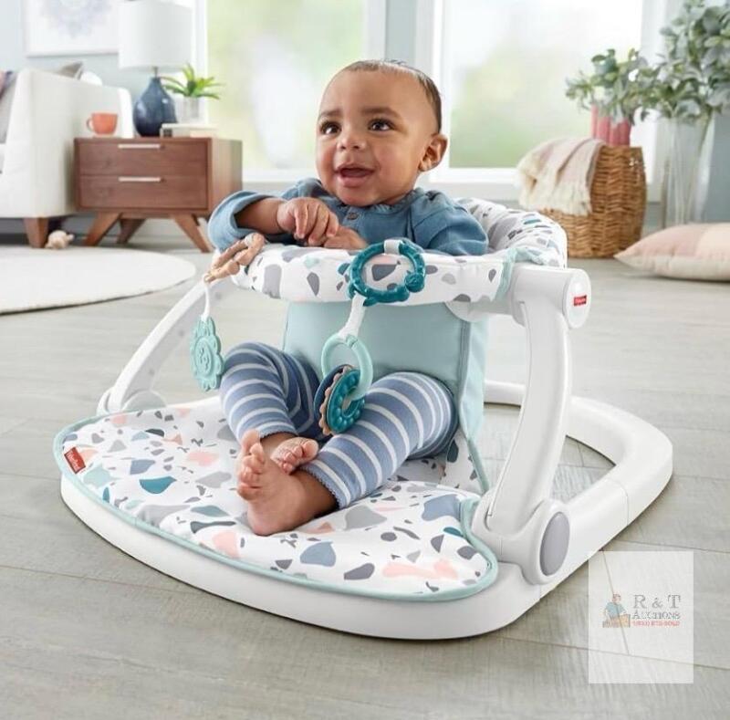 Fisher-Price Sit-Me-Up Floor Seat Terrazzo, 25lb Capacity, Foldable, Washable Pad, 2 Toys