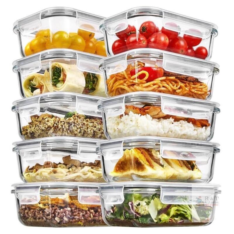 Vtopmart SVM0601010 5-Pack 22oz Airtight Glass Food Storage Containers, BPA-Free Lids