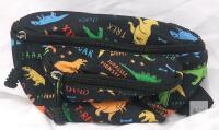 Children's Dinosaur Print Fanny Pack, 2 Zipper Compartments, Black Polyester, Adjustable Strap
