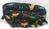 Children's Dinosaur Print Fanny Pack, 2 Zipper Compartments, Black Polyester, Adjustable Strap