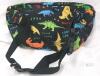 Children's Dinosaur Print Fanny Pack, 2 Zipper Compartments, Black Polyester, Adjustable Strap - 2
