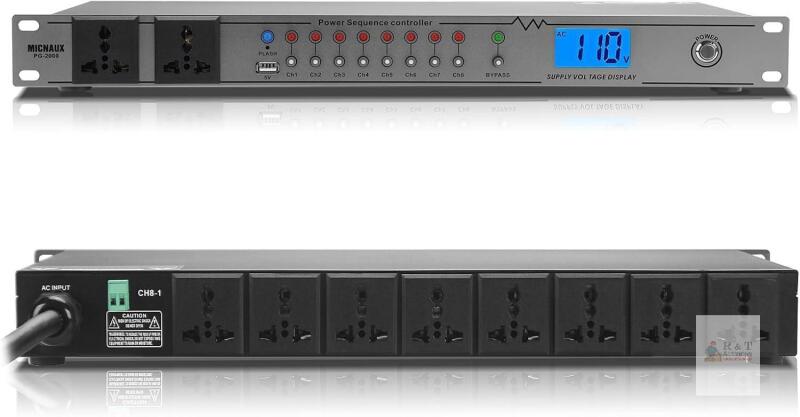 NEW MICNAUX PG-2000 Professional Power Sequence Controller, 20A, 2000W, 10 Outlets