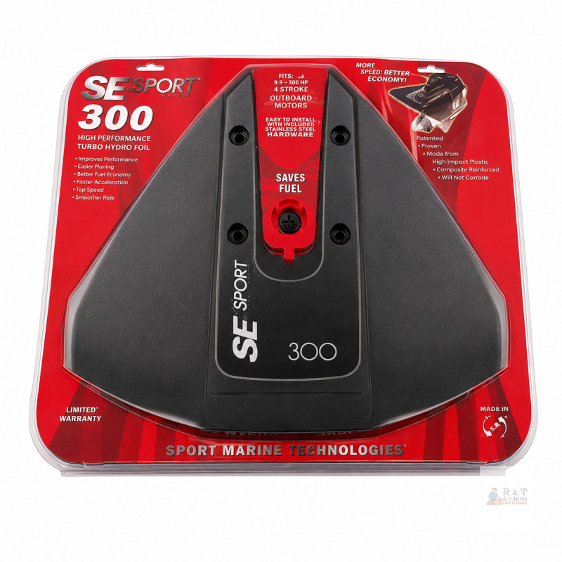 NEW SE Sport 300 High Performance Turbo Hydro Foil, Black, Outboard Motor Stabilizer